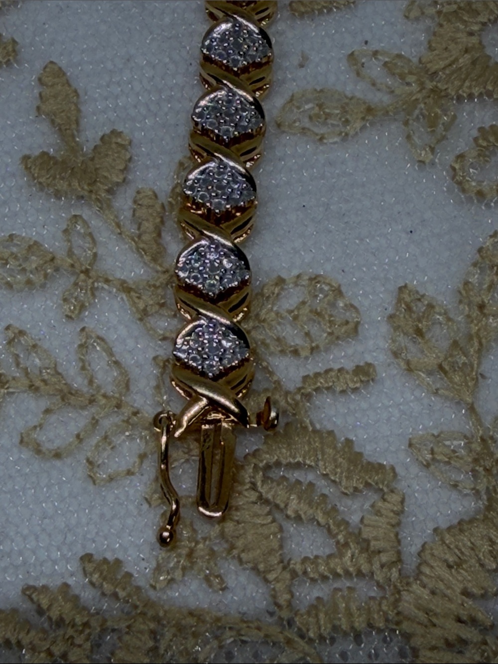 Vintage Estate Marquise Diamond Tennis Bracelet Gold-Finished 925 Sterling - Picture 3 of 9